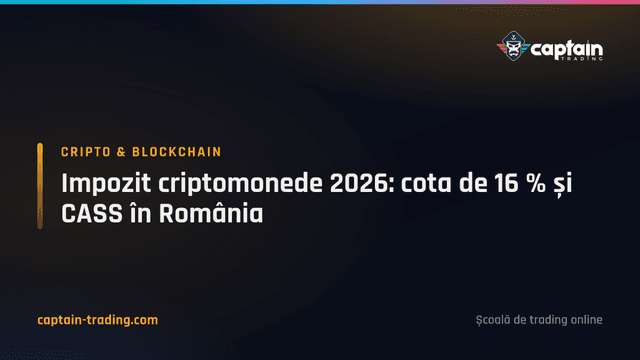Impozit criptomonede 2026: cota de 16 % și CASS în România