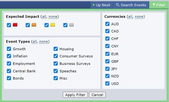 2. Filtrez vos actualités sur Forex Factory — Forex Factory : le Guide de Captain Trading