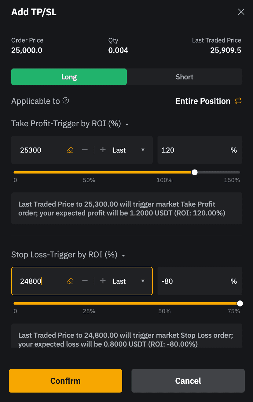 Take profit stop loss bybit contrats perpetuals