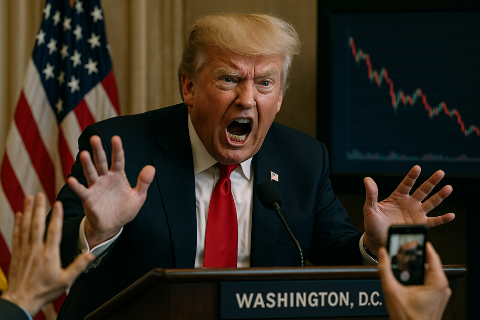 Image réaliste d’un discours politique à Washington avec Donald Trump, sur fond de débats sur la régulation des cryptos et des conflits d’intérêts.
